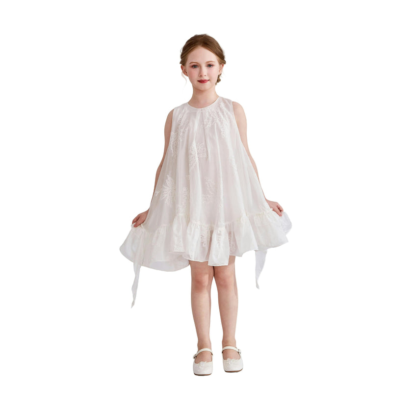 White Marcelline Ruffle Hem Dress