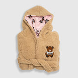 Cozy Switch Robe – Reversible Sherpa & Printed Mink Robe with Appliqué, Teddy Bears