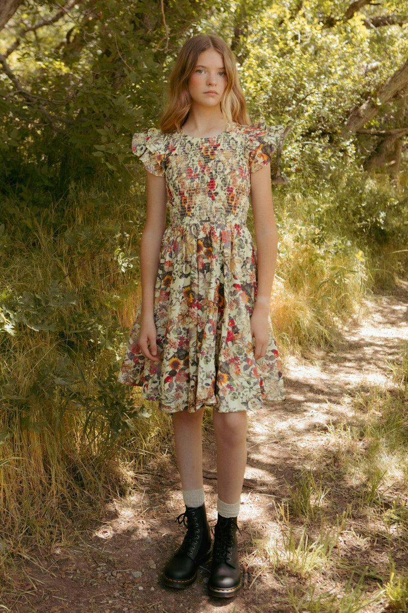 Mini Hattie Dress in Rose Vine