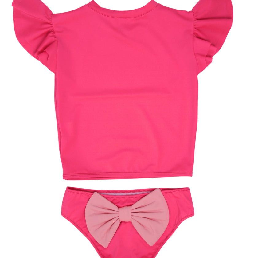 Two Piece Rash Guard With Big Bow