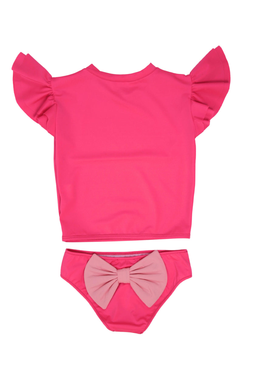 Two Piece Rash Guard With Big Bow