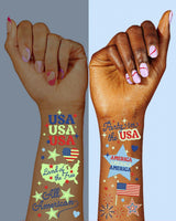 Fourth of July Tattoos - 2 sheets glow in the dark tattoos