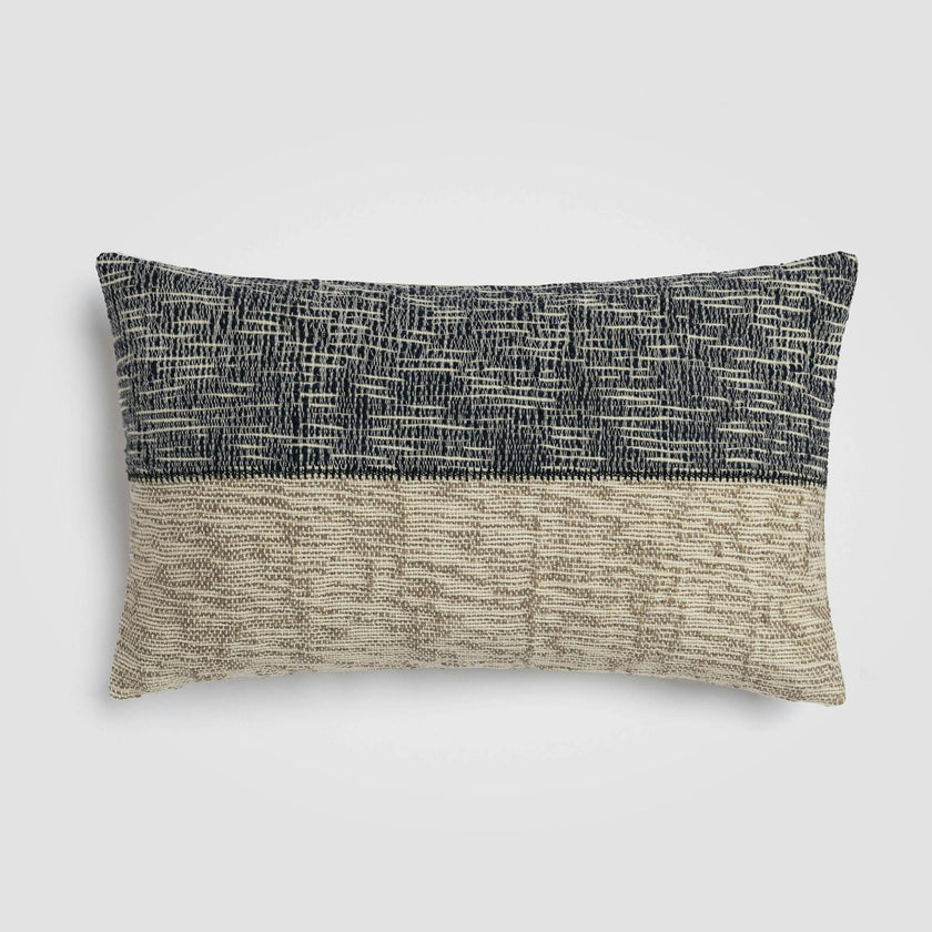 Sand & Sea Blue & Tan Coastal Stripe Lumbar Pillow