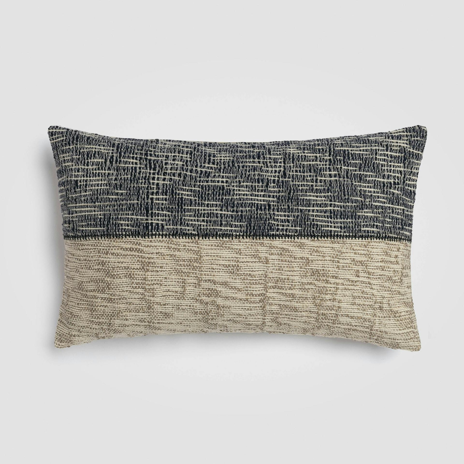 Sand & Sea Blue & Tan Coastal Stripe Lumbar Pillow