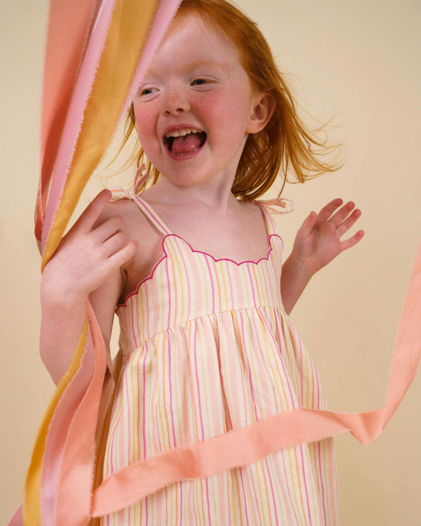 Alena dress - Pink Strips print