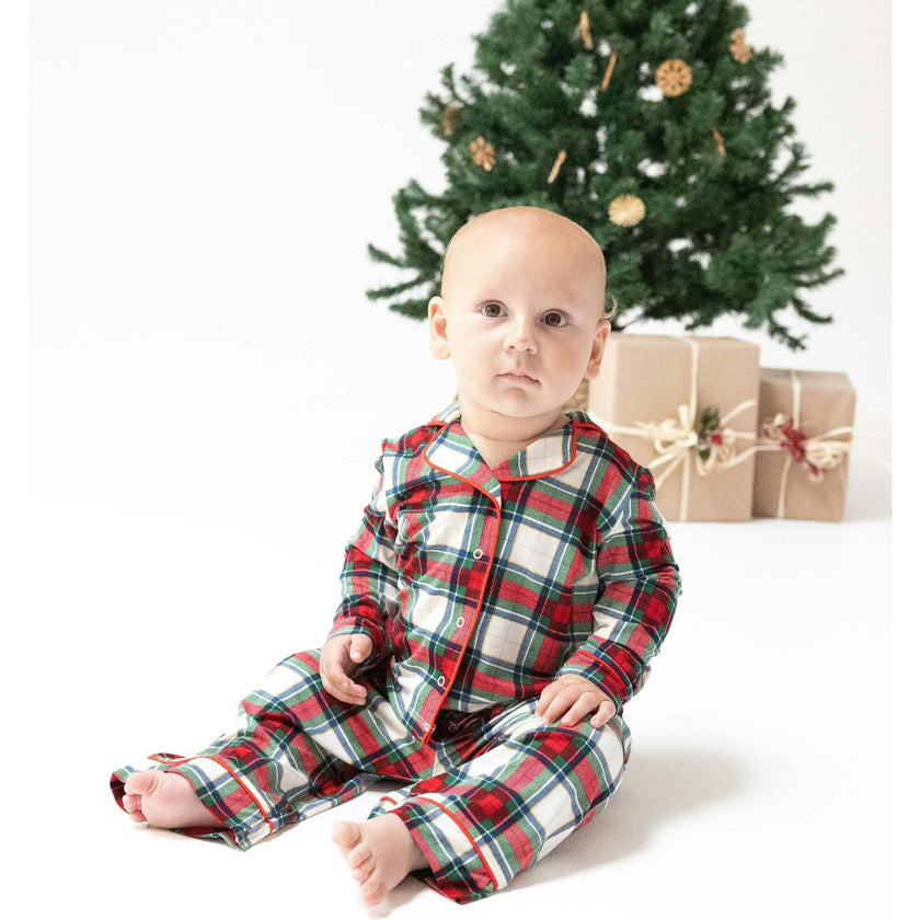 Holiday Plaid - Kids Long Sleeve Coat Style with Pant