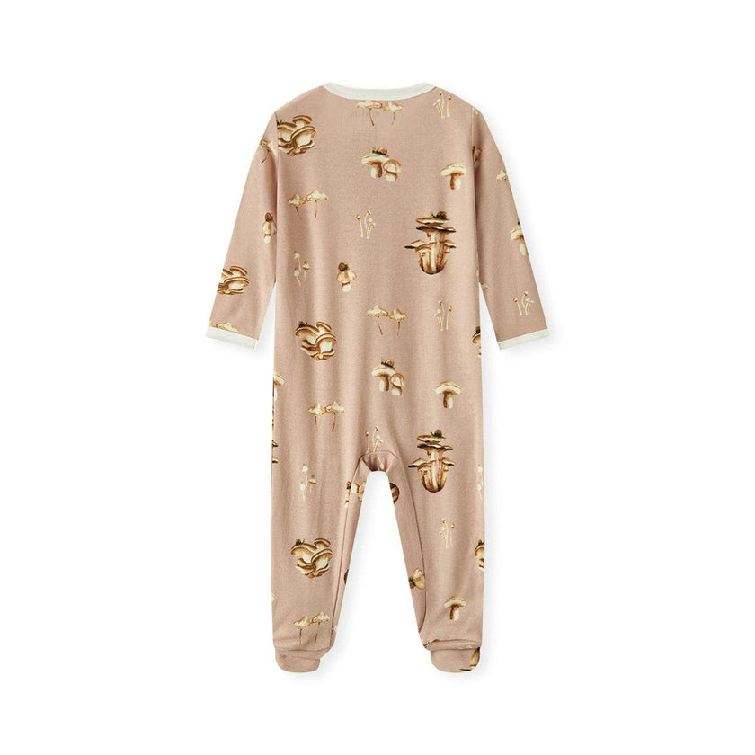 Mushroom Organic Cotton Zipper Footed Romper