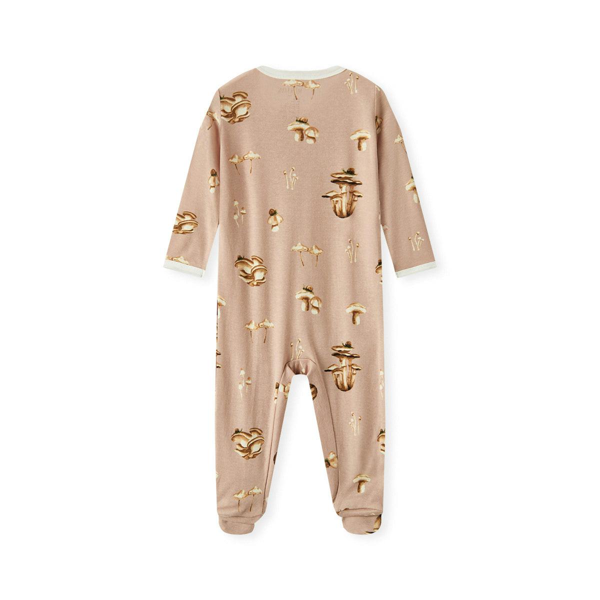 Mushroom Organic Cotton Zipper Footed Romper