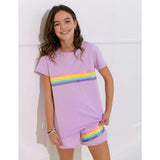 Rainbow Sequin Short Set Lavender