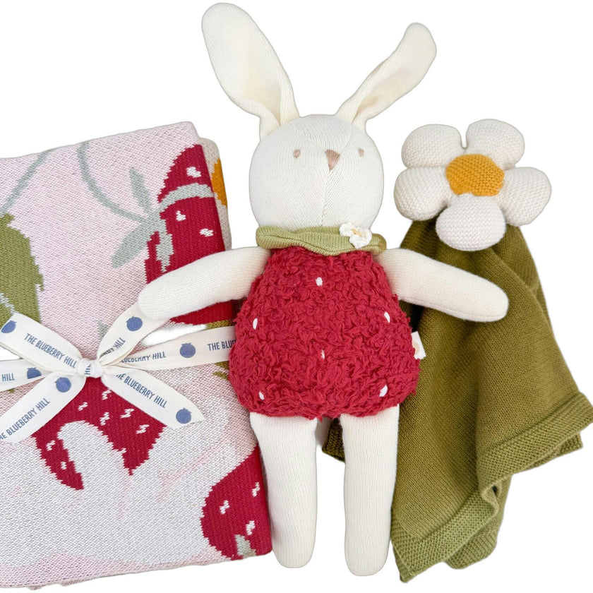 Blanket Lovey and Plush Toy Set - Strawberry Flower