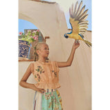 BIRDS EMBROIDERED TOP PEACH