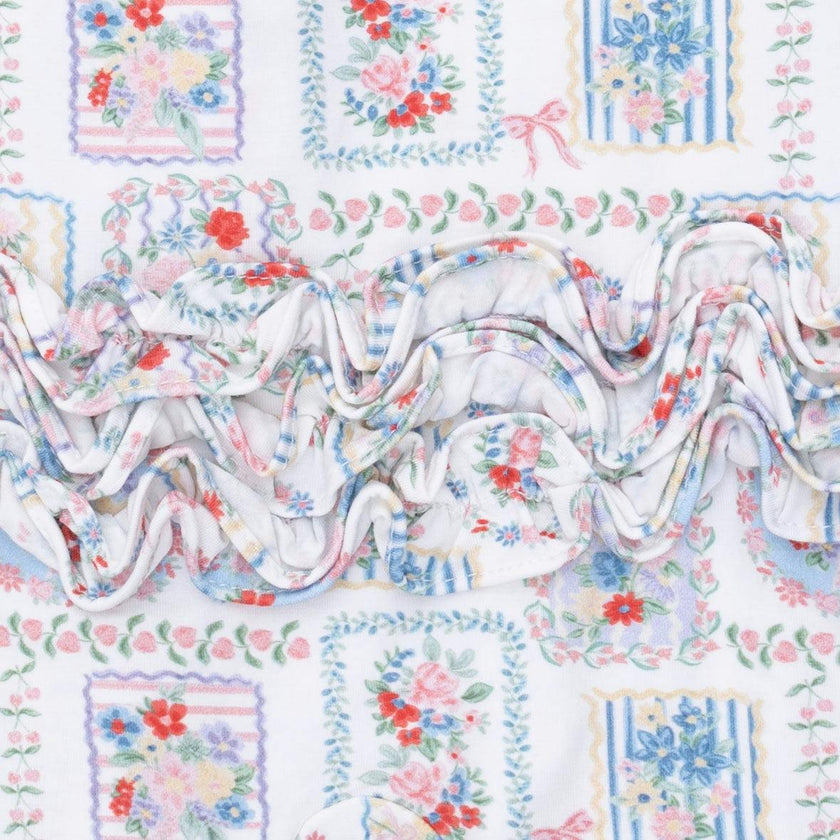 Julep's Floral Patchwork - 2 Way Ruffle Back Zipper Footie