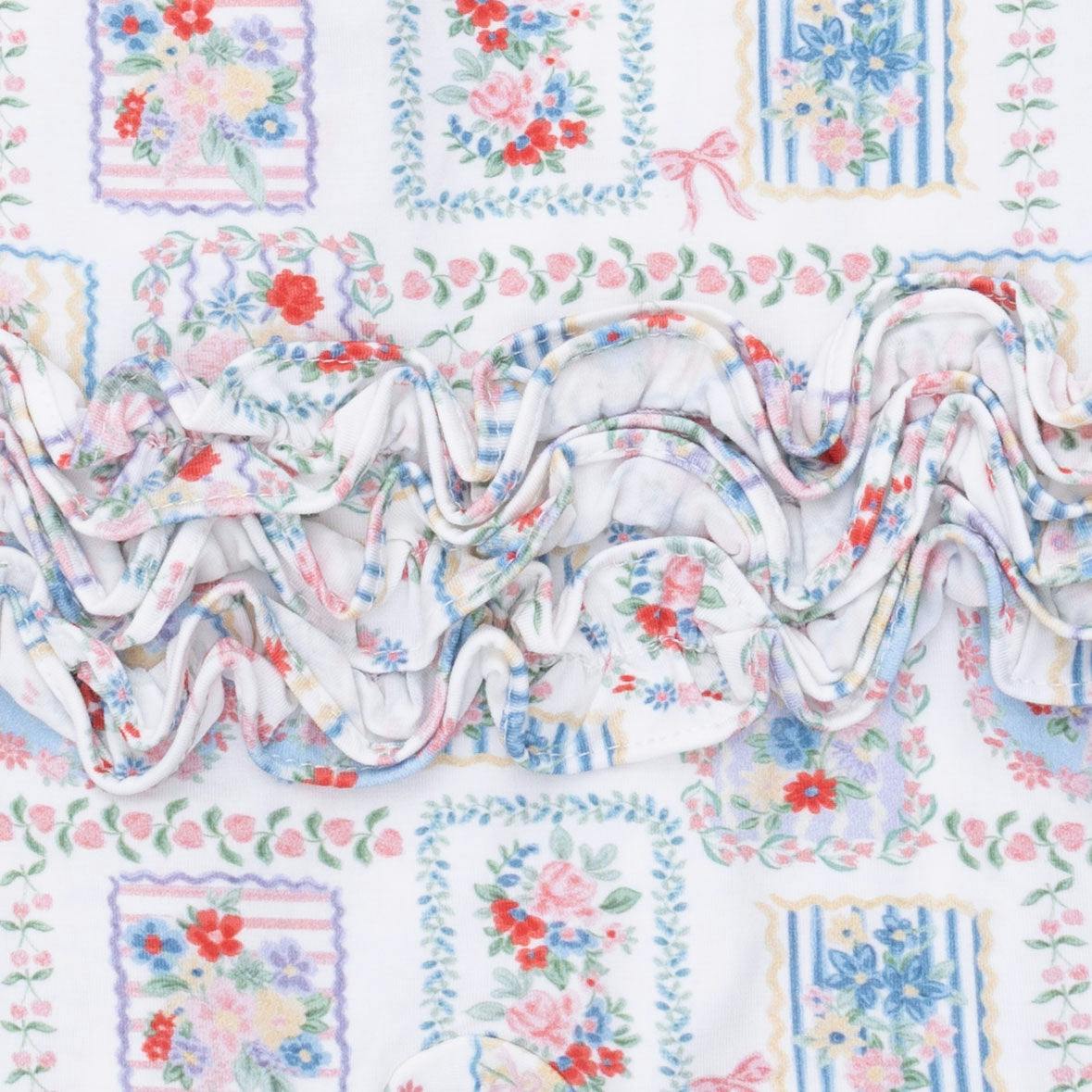Julep's Floral Patchwork - 2 Way Ruffle Back Zipper Footie