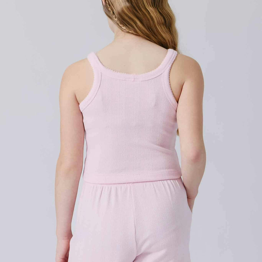Girls Pointelle Short in Peony Pink