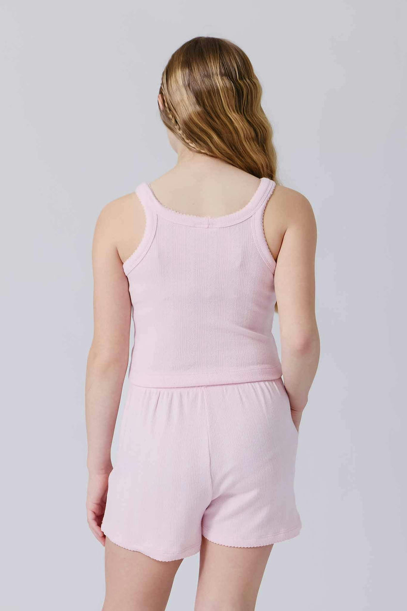 Girls Pointelle Short in Peony Pink