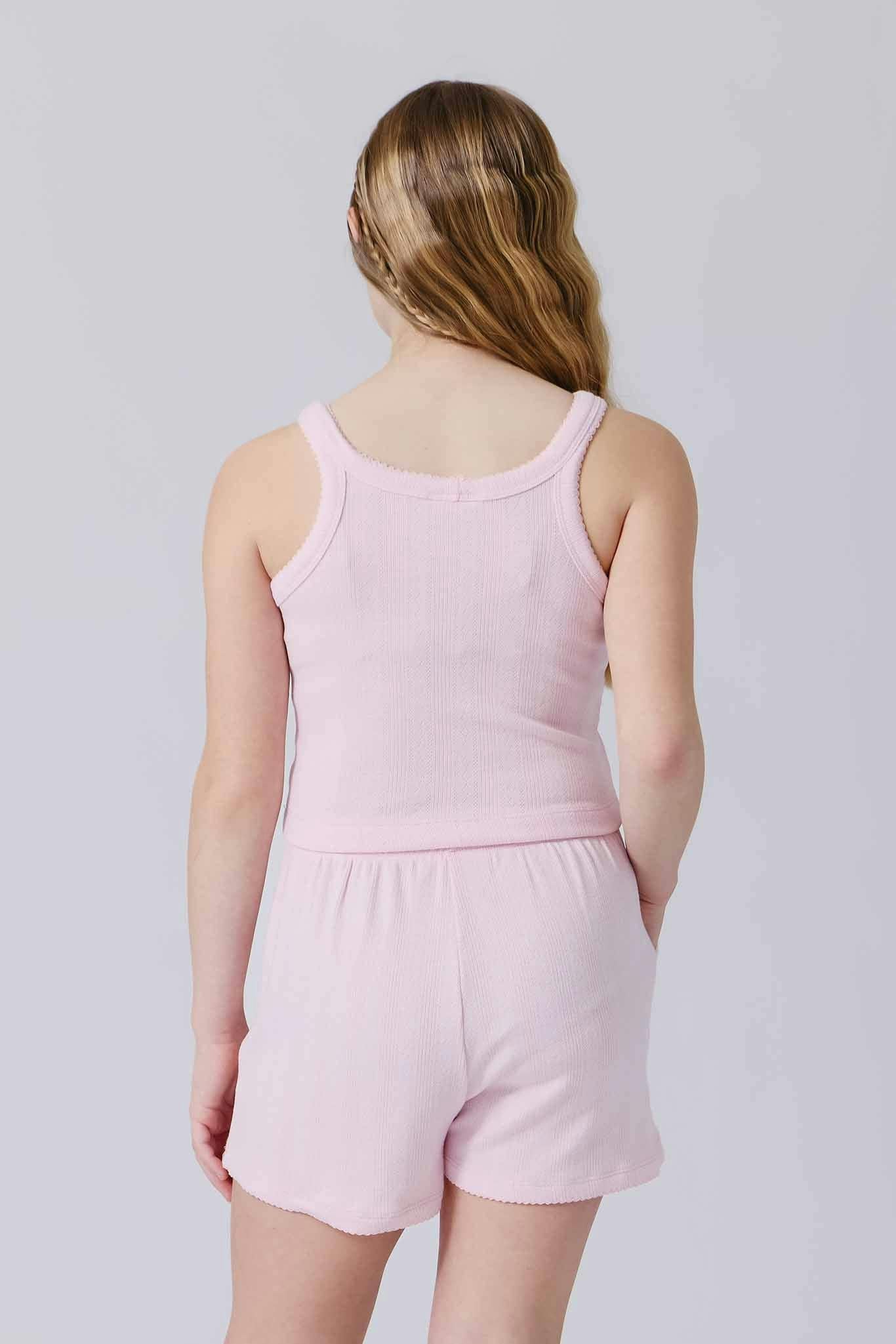 Girls Pointelle Short in Peony Pink