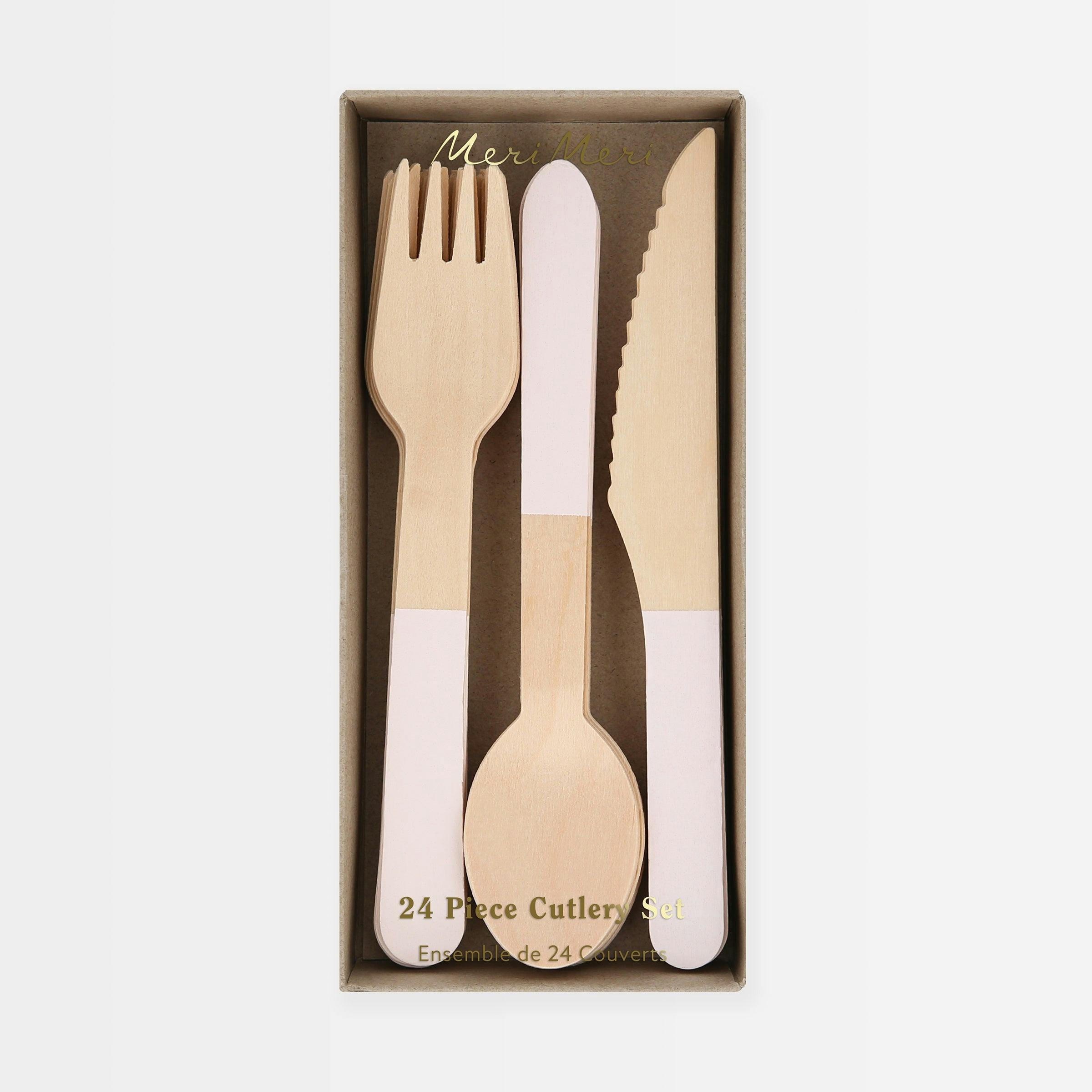 Ballet Slipper Pink Wooden Cutlery Set