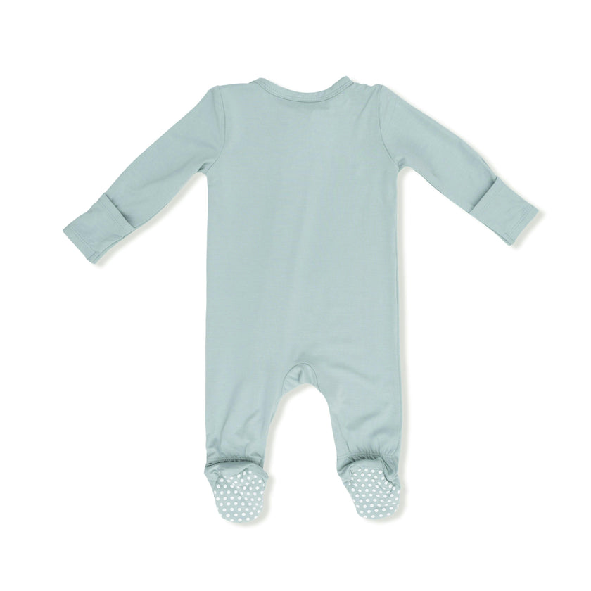 Solid Misty Blue - 2 Way Zipper Footie