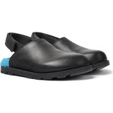 Brutus Fur Cushion Back Velcro Strap Leather Sandals, Black