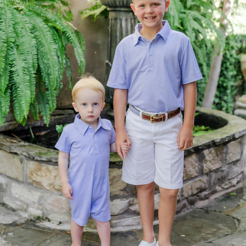 Tripp Boys' Pima Cotton Polo Shortall Blue Stripes