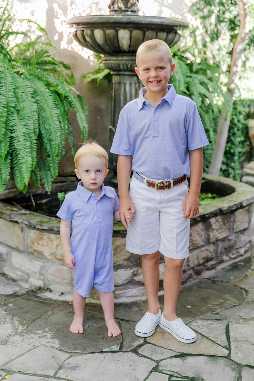 Tripp Boys' Pima Cotton Polo Shortall Blue Stripes