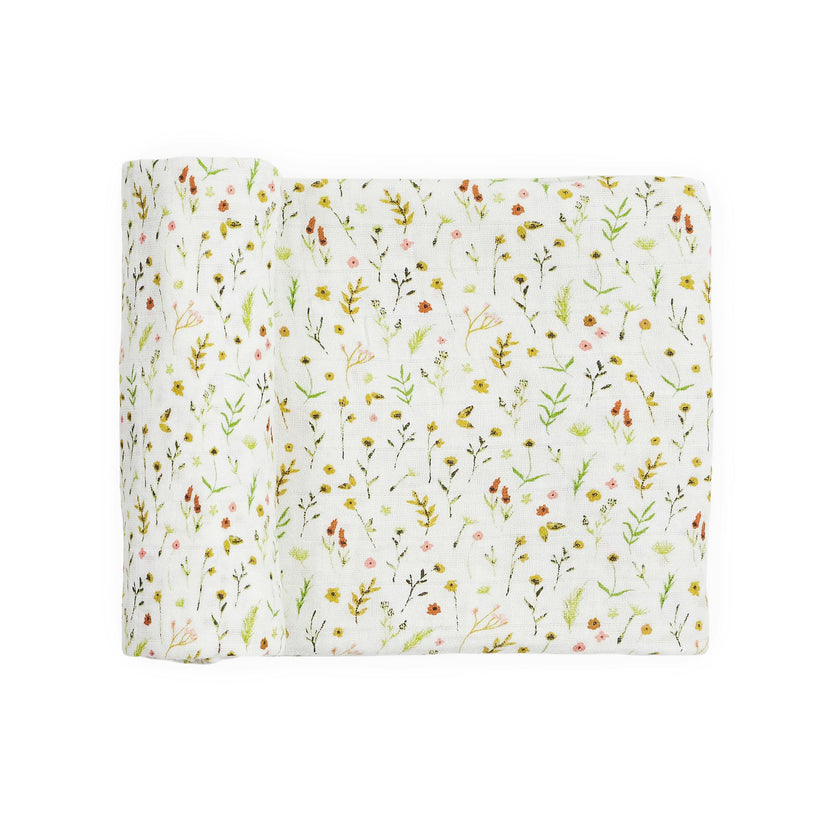 Organic Cotton Muslin Swaddle Blanket - Floral Field