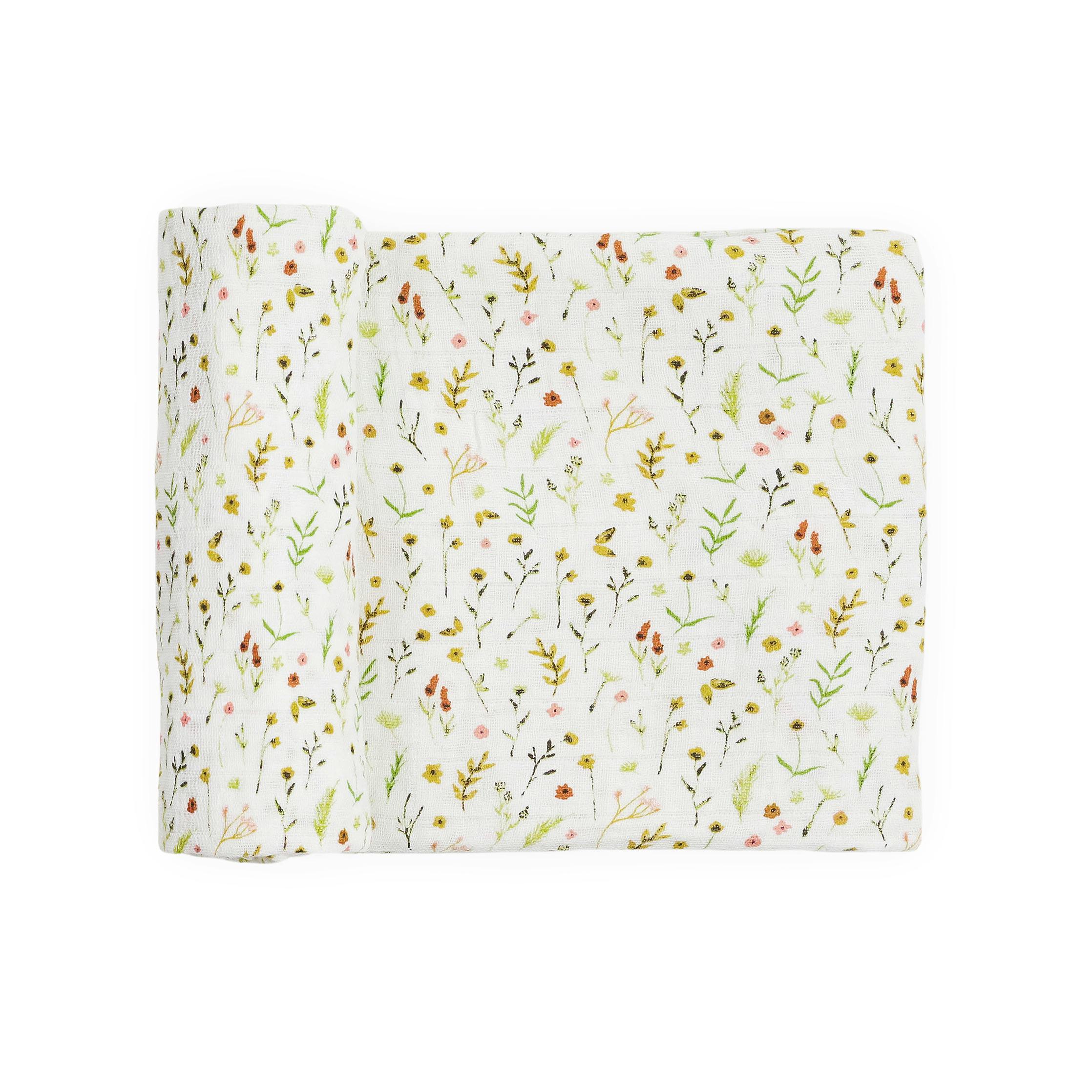 Organic Cotton Muslin Swaddle Blanket - Floral Field