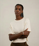 Womens Relaxed Crop Tee - Pigment Dye Jersey - Bone