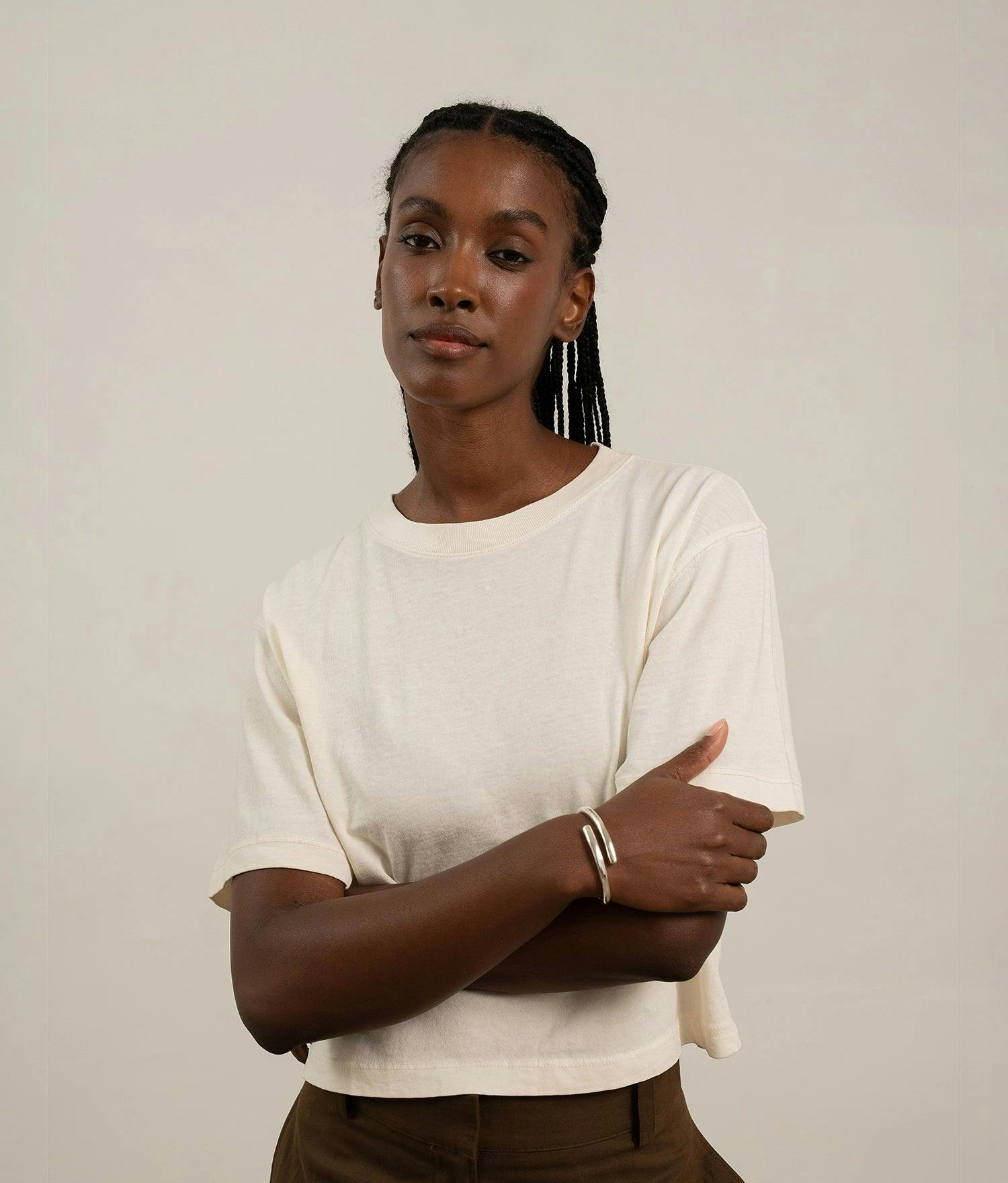 Womens Relaxed Crop Tee - Pigment Dye Jersey - Bone