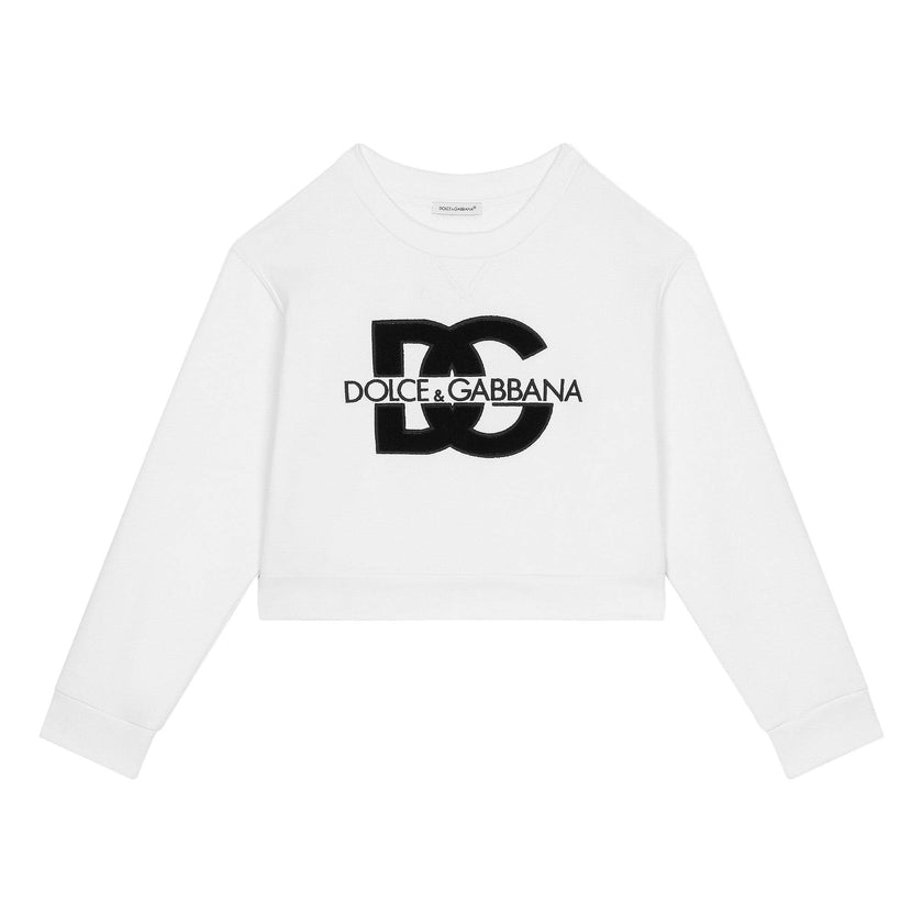 Jersey White Cotton Sweatshirt