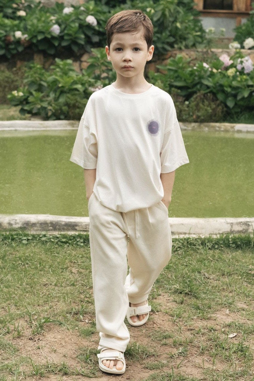 Relaxed Organic Cotton T-Shirt With SOW Sun Print