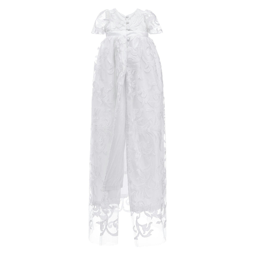 White Heirloom Lace Christening Gown & Bonnet Set