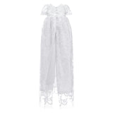 White Heirloom Lace Christening Gown & Bonnet Set