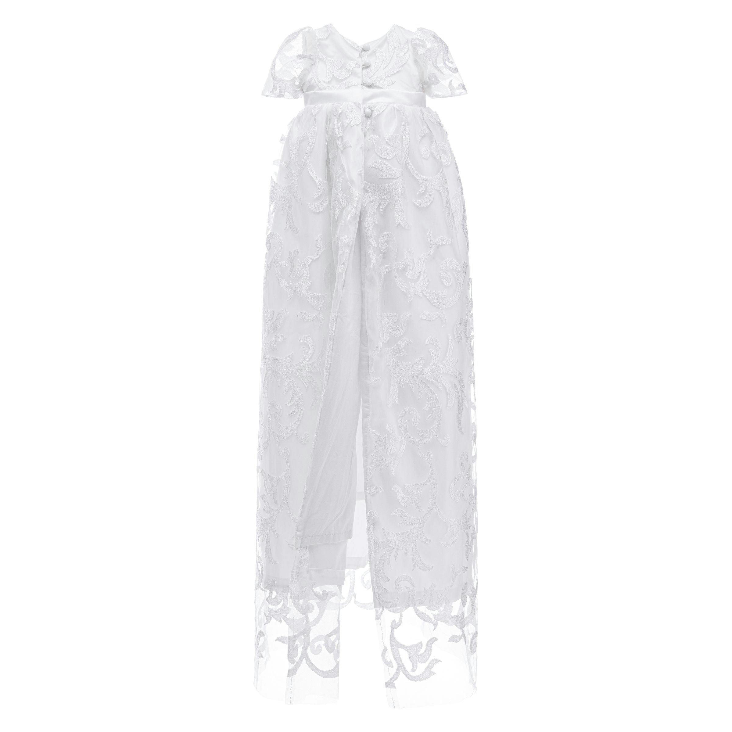 White Heirloom Lace Christening Gown & Bonnet Set