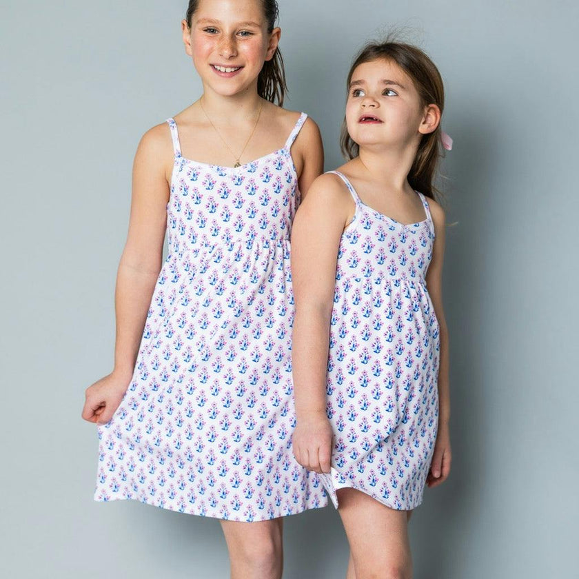The Organic Rib Dress [Block Floral]
