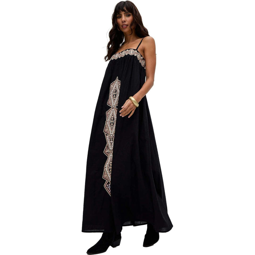 Sapphire Spaghetti Strap Embroidered Maxi Dress