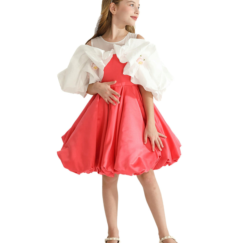 Red Silhouette White Sleeve Isadora Dress
