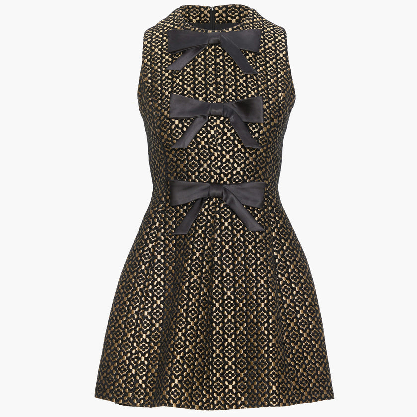 The Blythe Bow Dress - Metallic Brocade