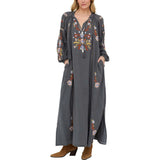 Elisa Kaftan Style Embroidered Maxi Dress