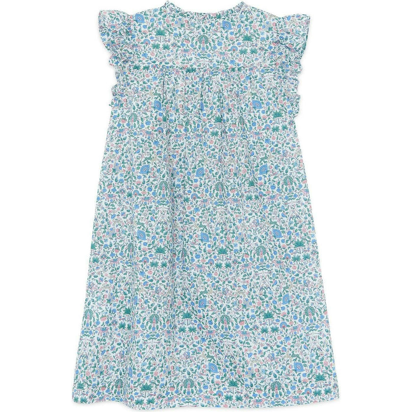 TARTINE ET CHOCOLAT Liberty Button Dress - Blue Fleur