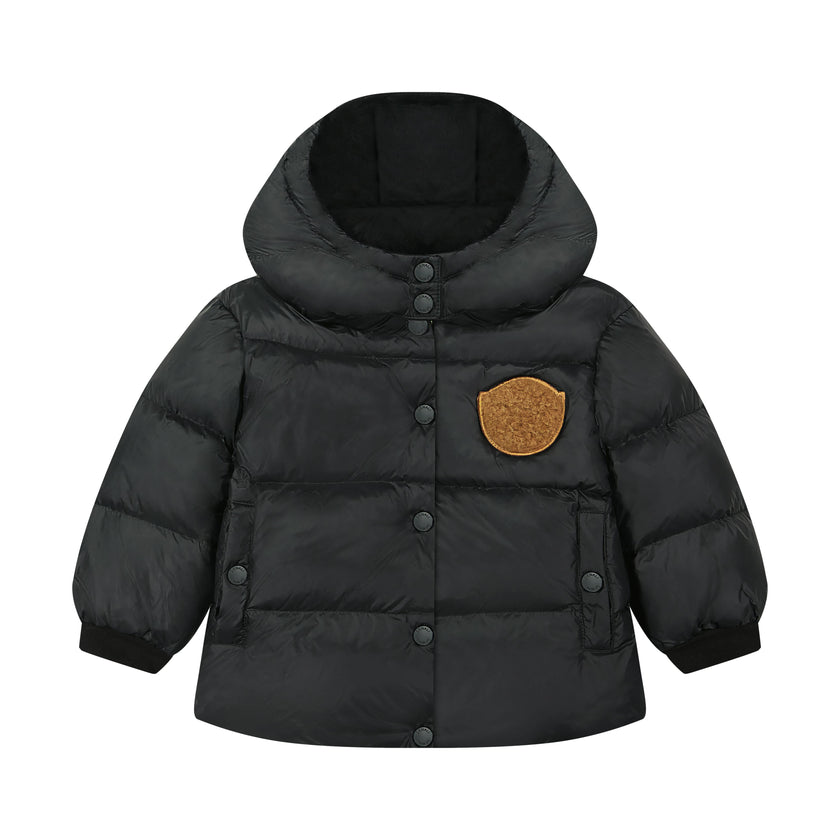 Baby Jacket with furry patch - Black/Tan