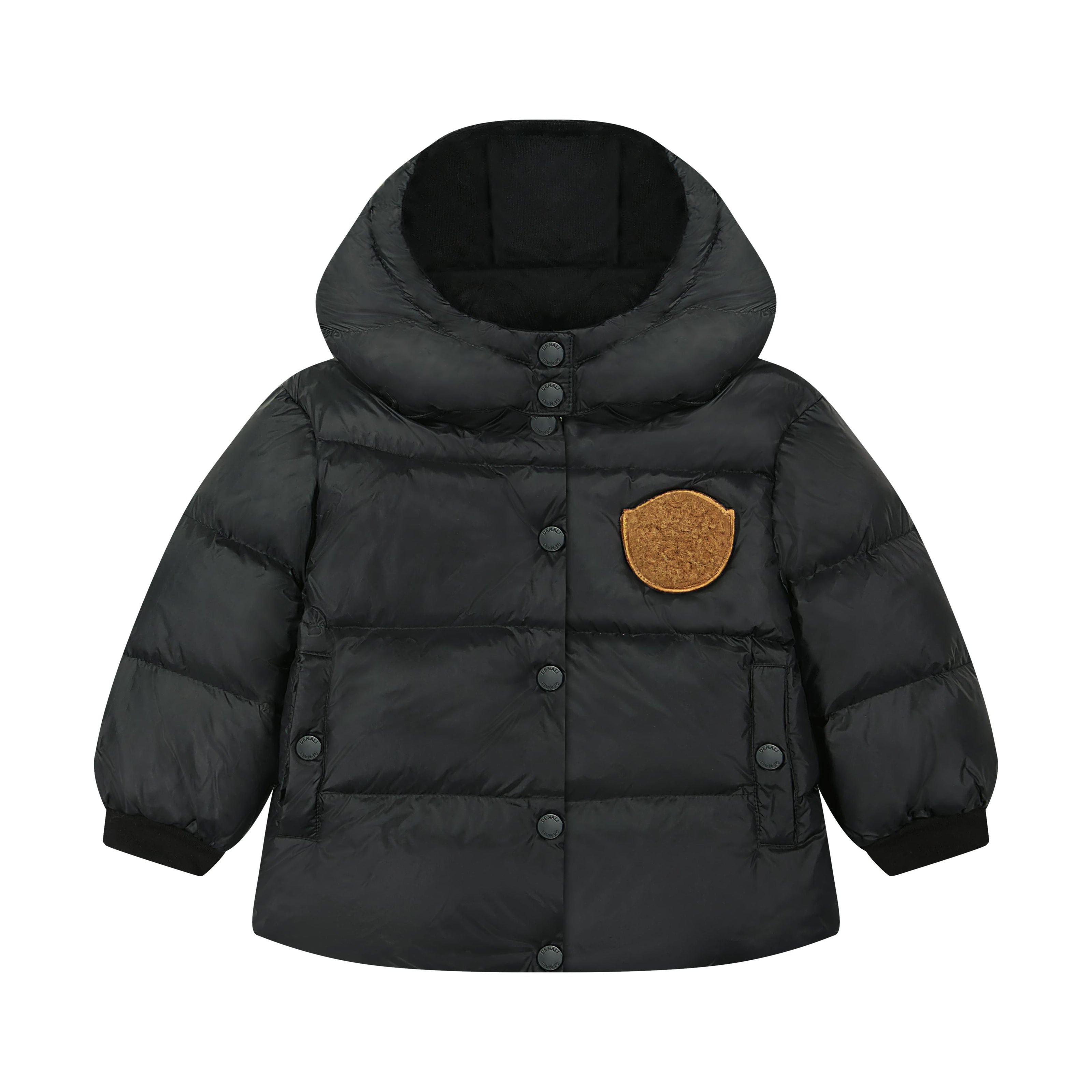 Baby Jacket with furry patch - Black/Tan