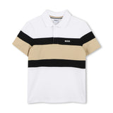 Black & Beige Striped Polo Set