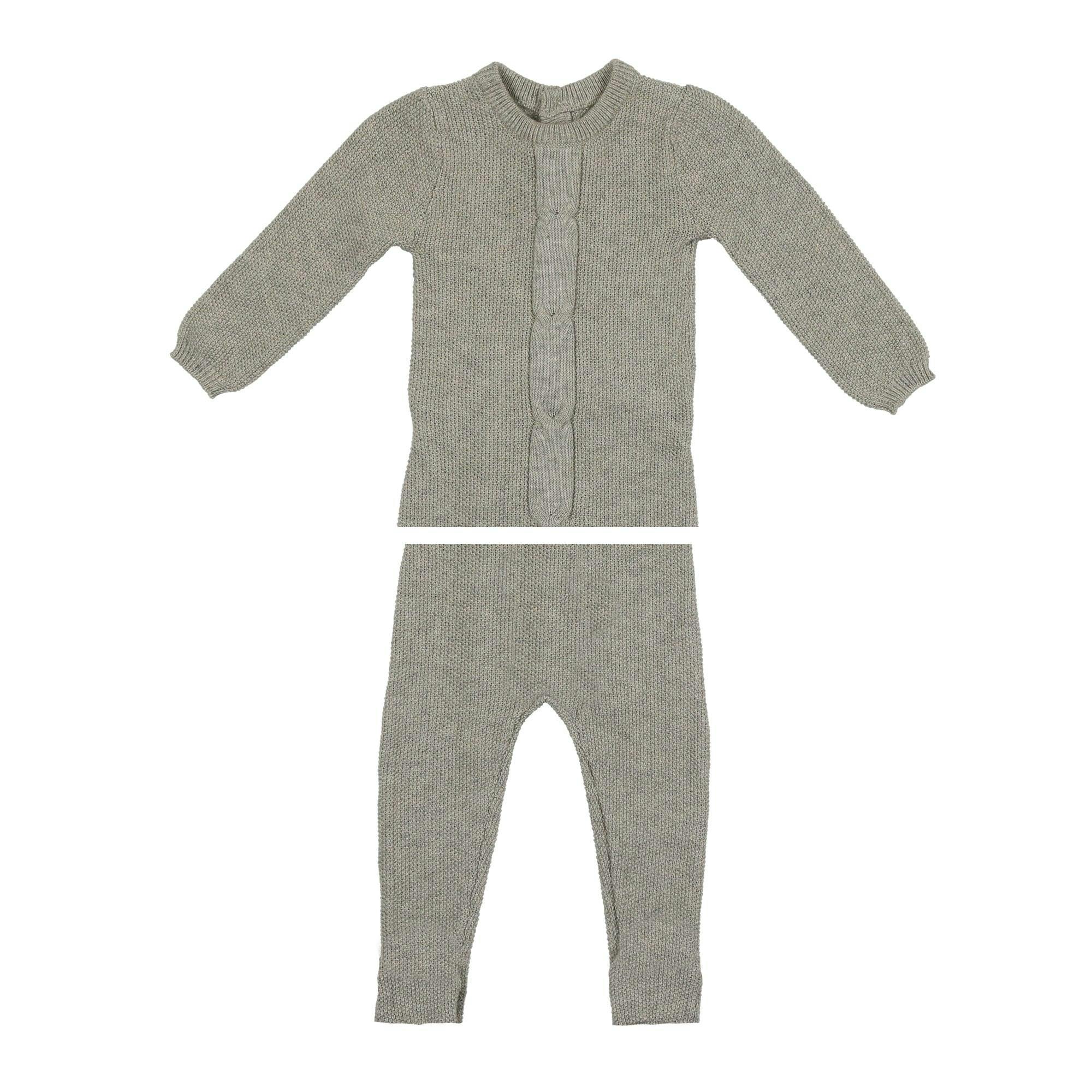 Braided Rope Knit Long Sleeve Sweater & Pant 2-Piece Set