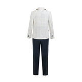 White Henry Checkered Blazer Suit Set