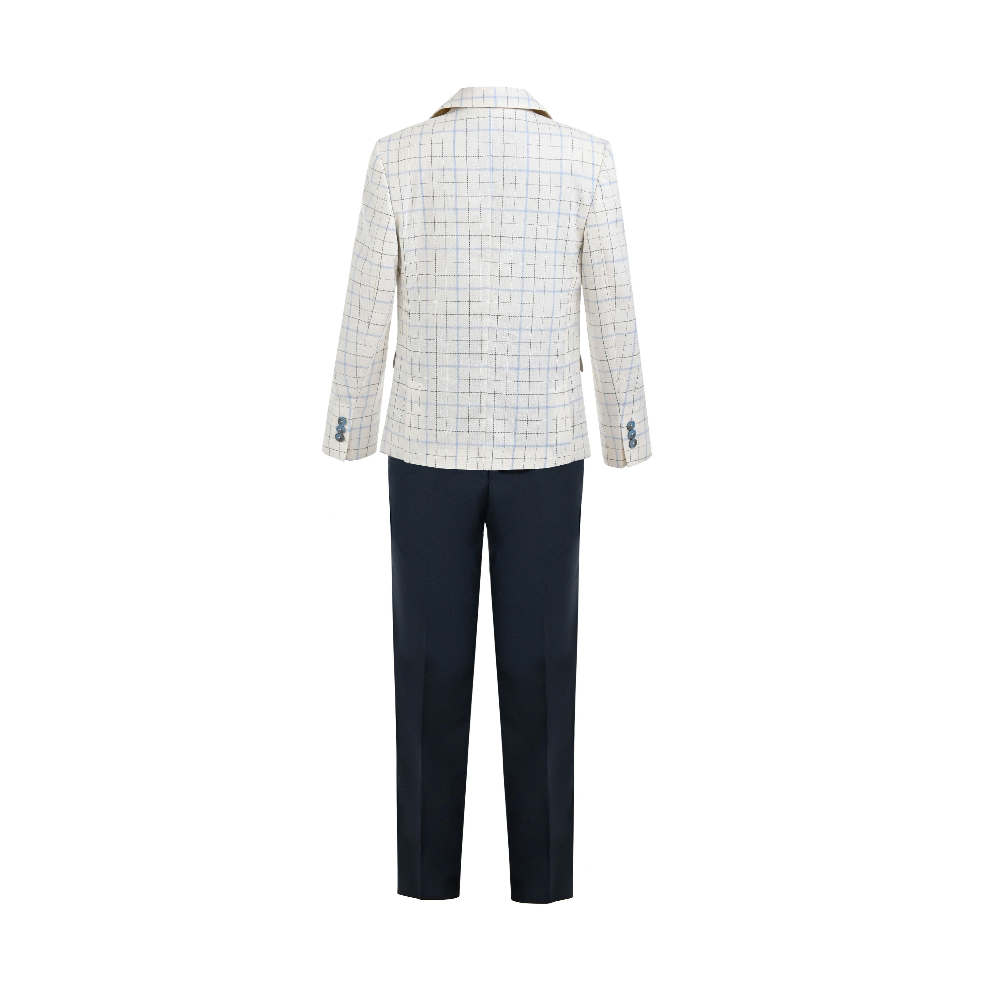White Henry Checkered Blazer Suit Set