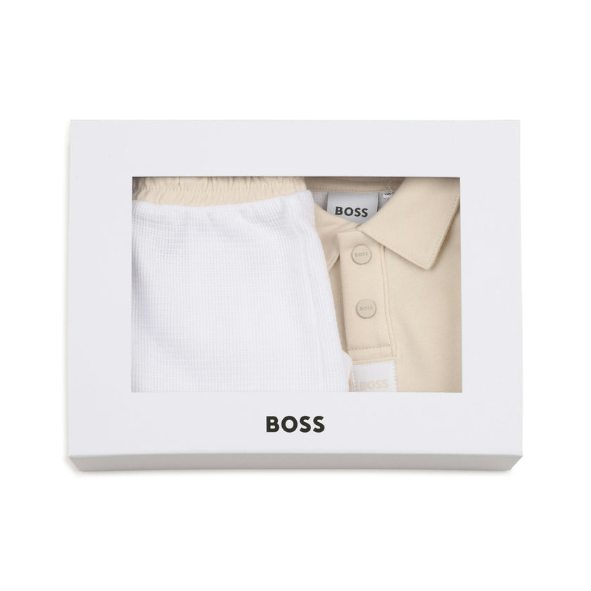 White & Beige Polo Baby Set