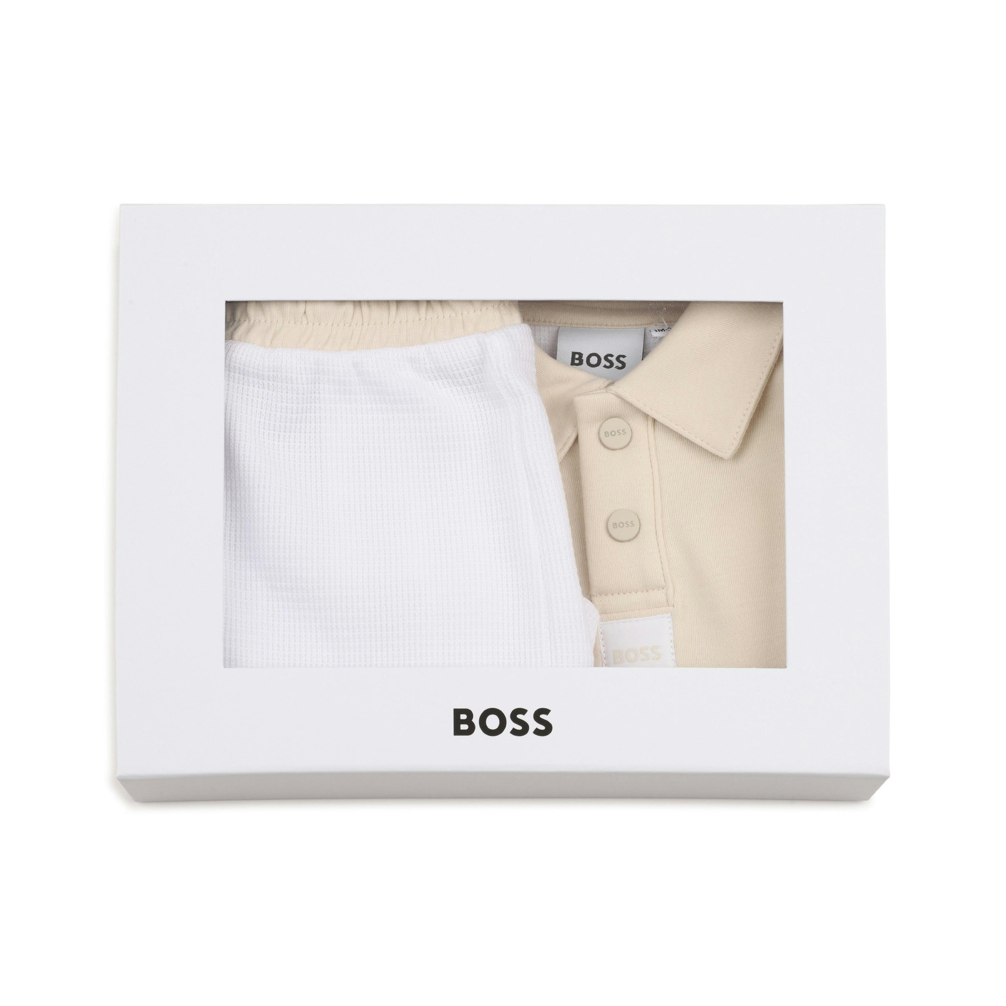 White & Beige Polo Baby Set