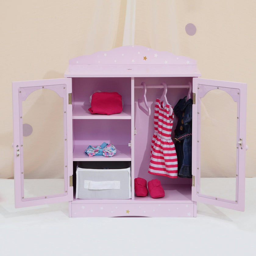 Olivia's Little World Twinkle Stars Princess 18" Doll Fancy Closet with 3 Hangers