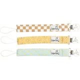 Vance Printed Binky Clips With Knit Strap